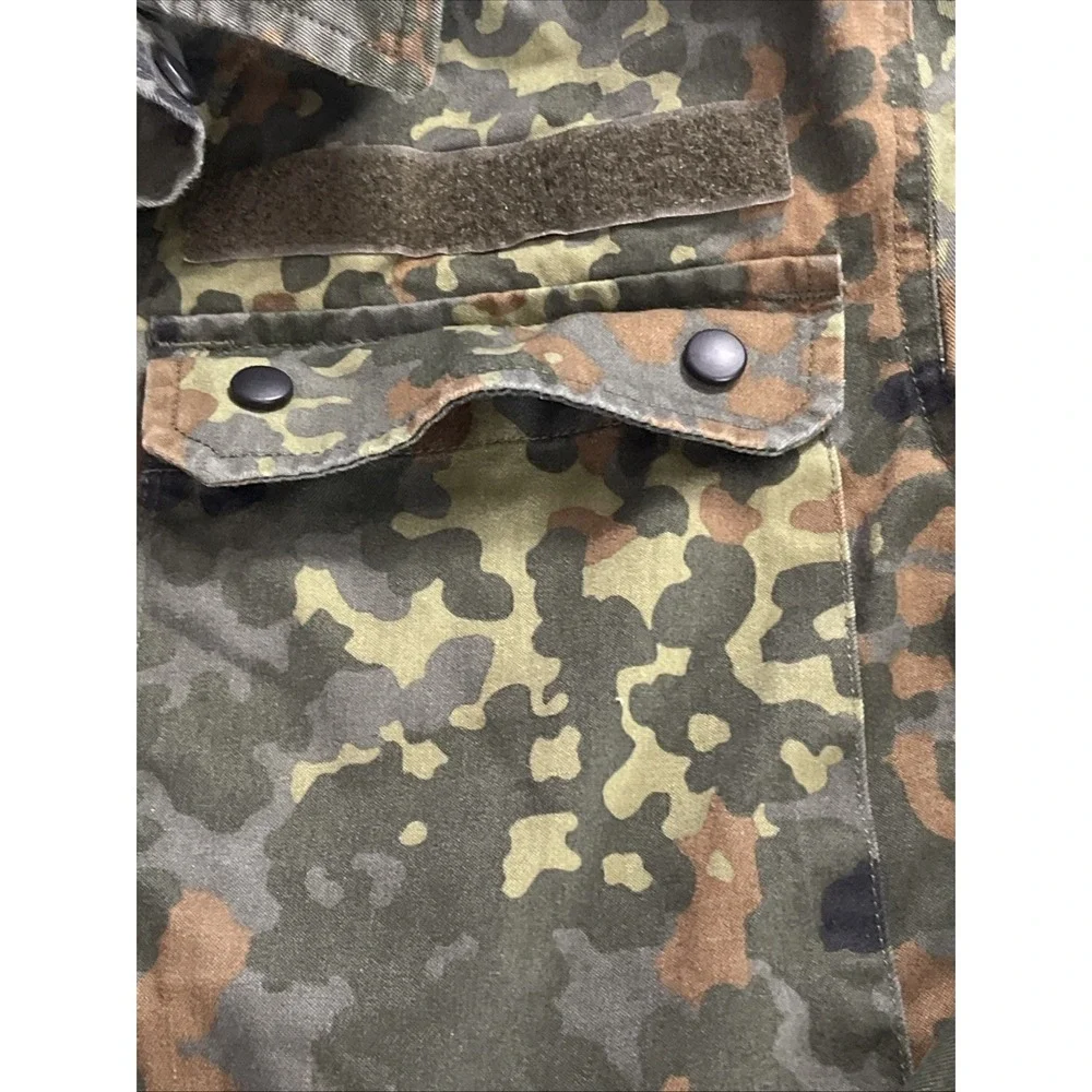 German Bundeswehr Flecktarn Camo Shirt Zip And Snap Closer‎ Long Sleeve Unisex